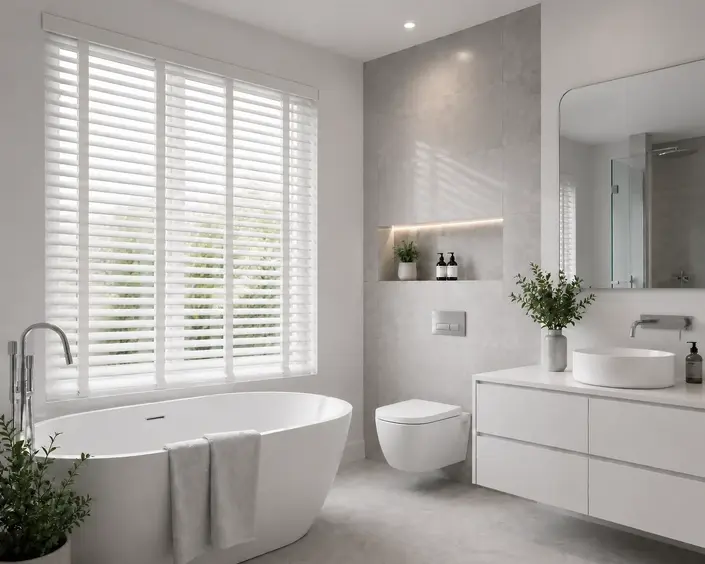 Wooden Venetian Blinds in Goole Bathroom Wooden Venetian Blinds in Goole Bathroom